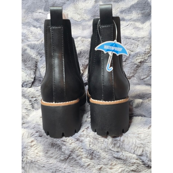 NWB Aqua College Demi Black leather Waterproof Ankle Boots Size‎ 9.5 Chelsea - Picture 3 of 7